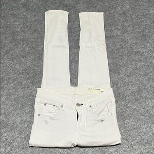 rag & bone Distressed White Skinny Jeans with Zipper Cuffs